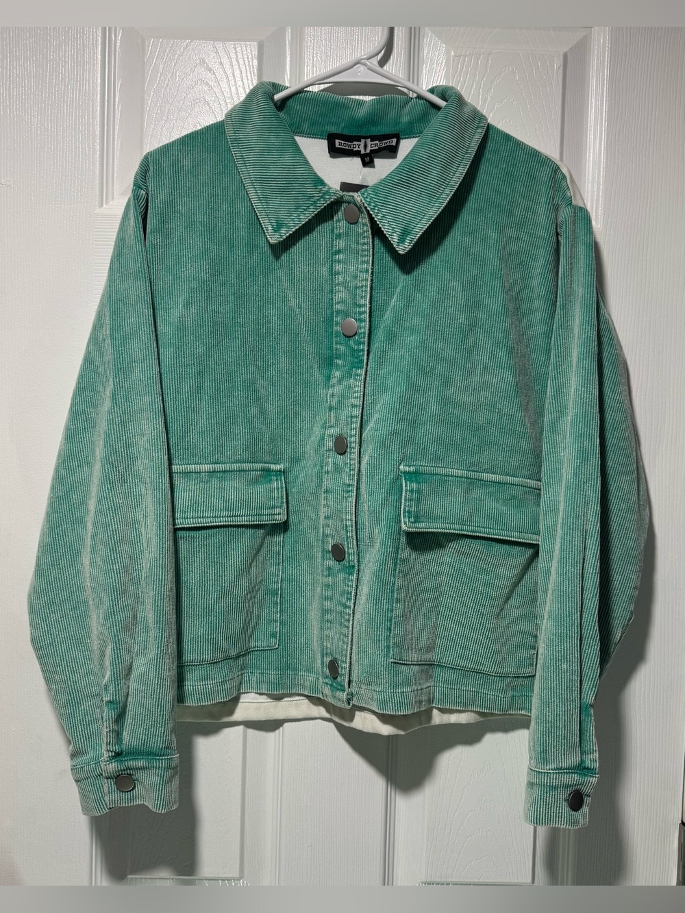 Rowdy Crowd Western Bronc Corduroy Jacket Turquoise Aztec Medium